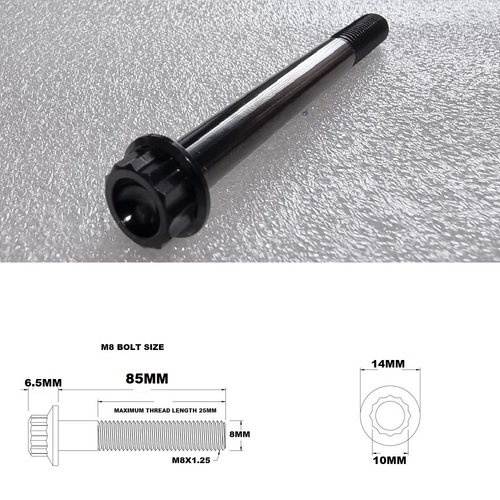 M8X85MM STEALTH 12 POINT BOLT 1.25 THREAD PITCH TITANIUM