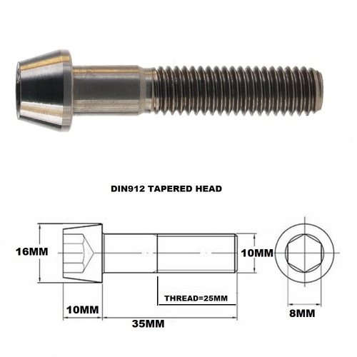 TITANIUM M10 X 35MM X 1.5 TAPERED ALLEN HEAD BOLT