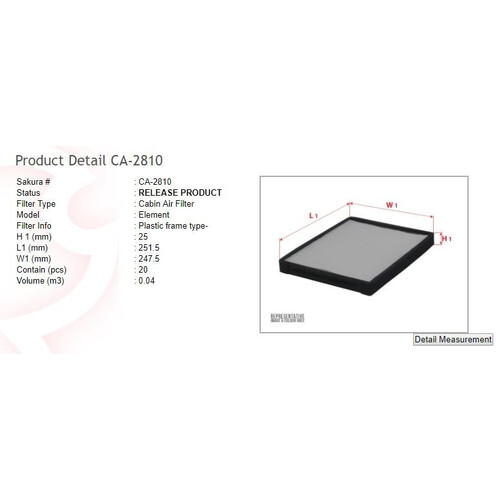 Sakura CA-2810 Interior Cabin Air Filter -  CA-2810