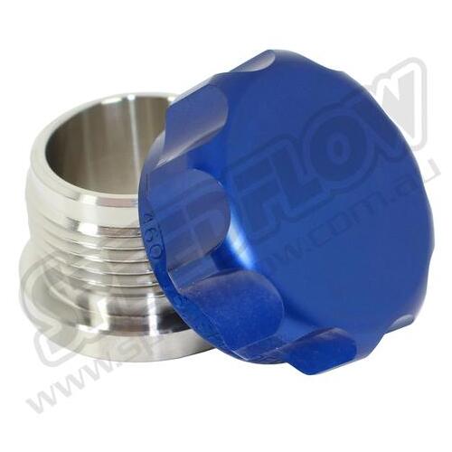 SPEEDFLOW 1\ Filler Cap \u0026 Weld Bung Assemblies - Stainless Steel Blue