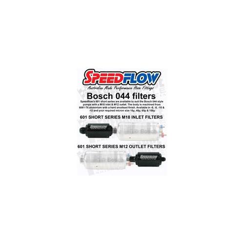 SPEEDFLOW Fuel Pump Check Valve Non-Return Valve Suit Bosch 044 - 612-06......-6 to M12 x 1.5 Male Ends Black