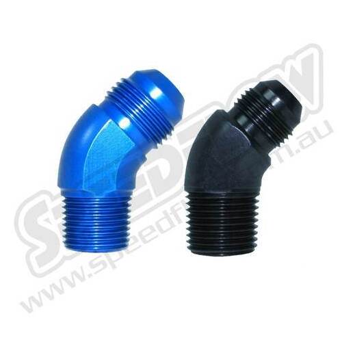 SPEEDFLOW AN Flare to NPT 45 Degree Adapters - '-03 to 1/8\ NPT Blue