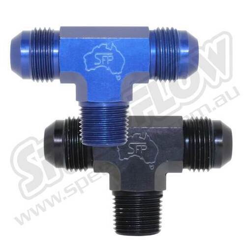 SPEEDFLOW Tee With NPT On Branch - '-03 Tee with 1/8\ NPT on Branch Blue