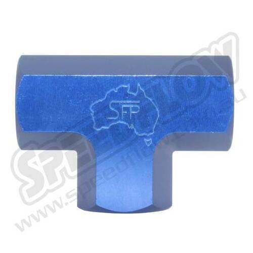 SPEEDFLOW Female Port Tee - '-06 Female O-Ring Tee Blue