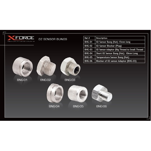 XForce O2 Sensor Bung (Nut) - 15mm Long BNG-01
