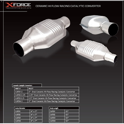 XForce 2.25in Oval Ceramic Hi-Flow Racing Catalytic Converter CAT02-2.25