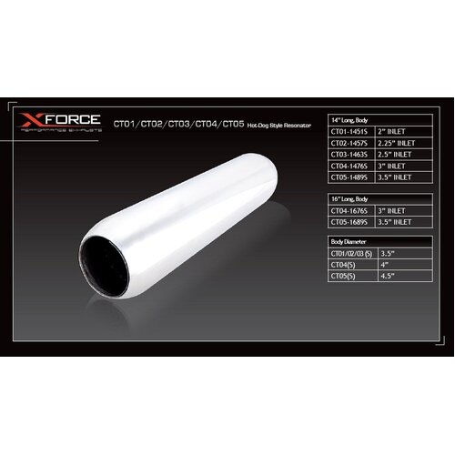 XForce 2" Inlet 3.5" Hot-Dog Style Resonator CT01-16S