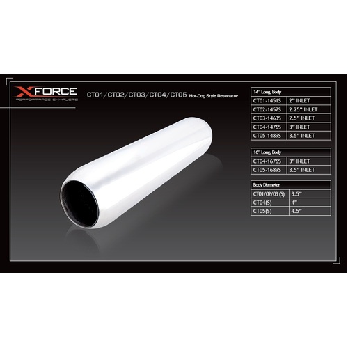 XForce Universal Muffler - 3in Inlet 4in Hot-Dog Style Resonator CT04-16S