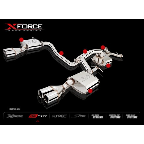 XForce Twin 2.5in Cat-Back Exhaust - Quad Tip (Falcon FPV BA GT/GT-P Sedan)