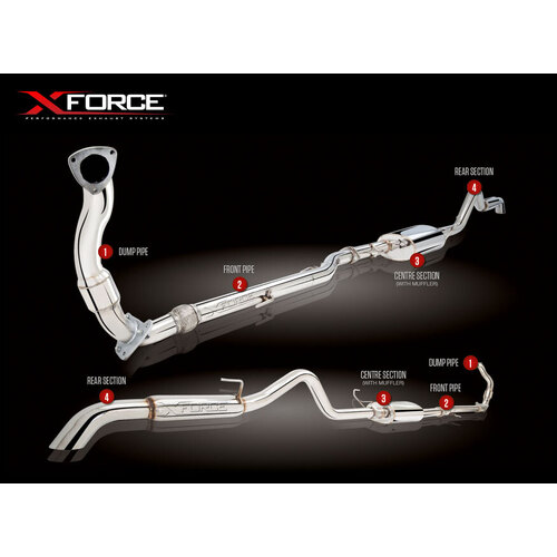 XForce 3in Turbo-Back Exhaust No Cat, Non-Polished (Navara D40 STX 3.0L Auto)