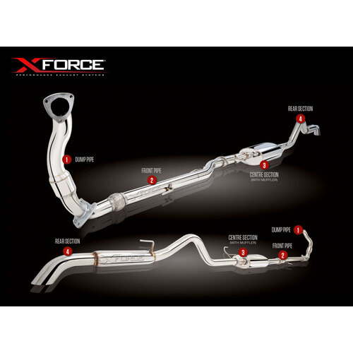 XForce 3in Turbo-Back Exhaust w/Cat - 409 Stainless (Navara D40 STX550)