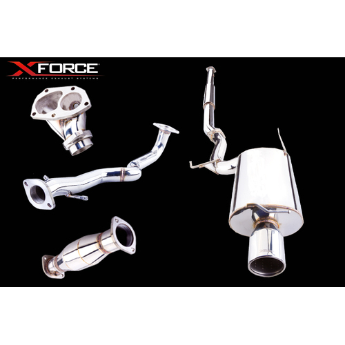 XForce 3in Turbo-Back Exhaust w/4in Tip - Stainless Steel (EVO 7-9)