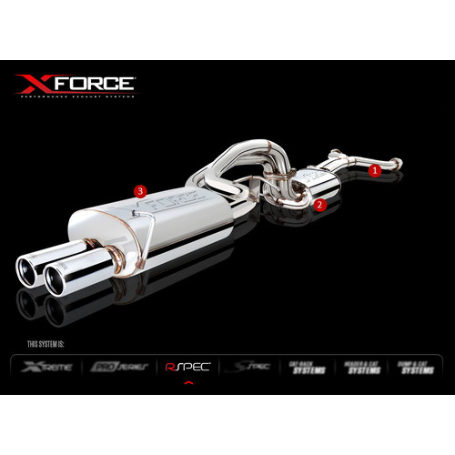 XForce Twin 2.5in Cat-Back Exhaust w/Big Oval Muffler SS (Falcon BA-BF)
