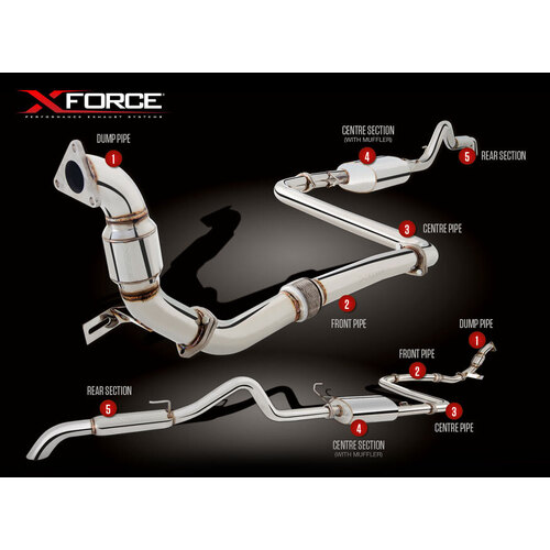 XForce 3in Turbo-Back Exhaust No Cat - Stainless Steel (Navara D40 07-15)