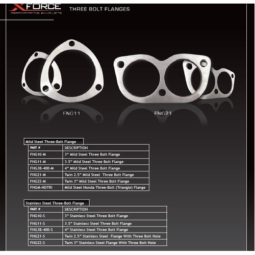 XForce Twin 3in Three-Bolt Flange - Stainless Steel FNG22-S