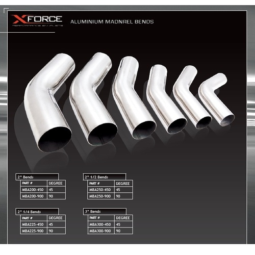 XForce 2.25in Bend/45 Degree Aluminium Mandrel Bent Tube MBA225-450