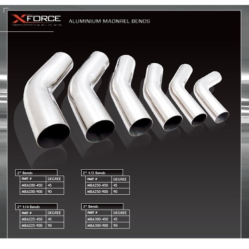 XForce 2.25in Bend/90 Degree Aluminium Mandrel Bent Tube MBA225-900