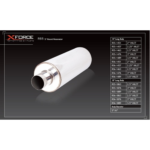 XForce Universal Muffler - 3.5in Inlet/6in Round Resonator Stainless Steel