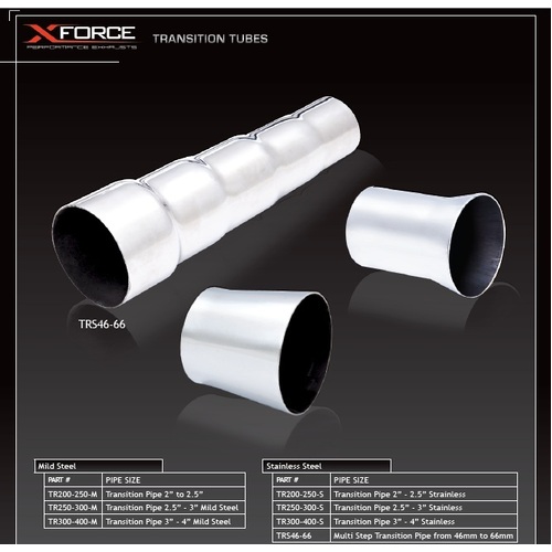 XForce 2.5in to 3in Transition Pipe - Stainless Steel TR250-300-S