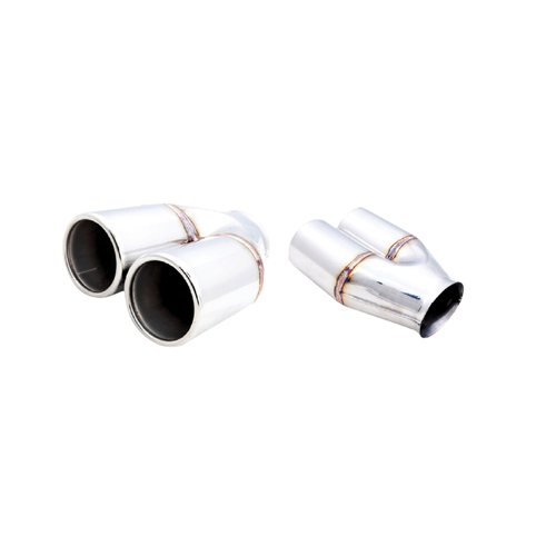 XForce Universal Tips - 3in Inlet/Twin 3in Straight-Cup Round Resonated Tip