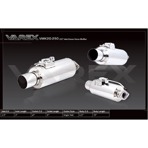 XForce Varex Universal Canon Muffler - 2.5in Inlet/4in Outlet VMK2G-250