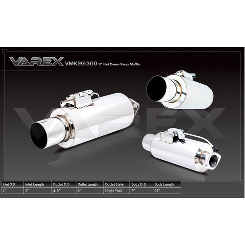 XForce Varex Universal Canon Muffler - 3in Inlet/4.5in Outlet VMK2G-300