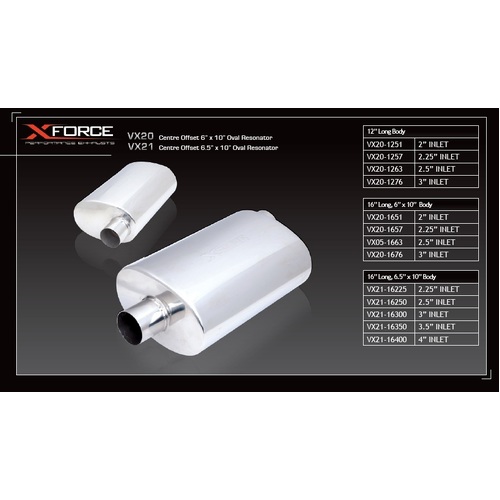 XForce 6 x 10in Oval Resonator - 3.5in Inlet Centre Offset VX20-1689